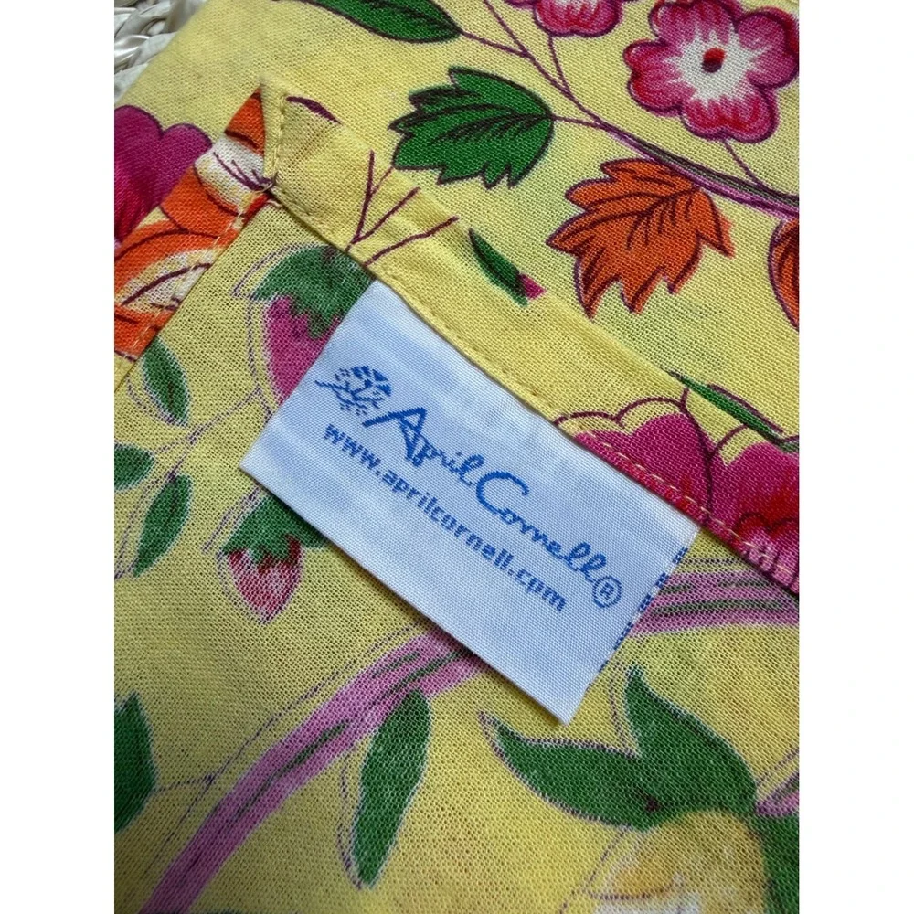 April Cornell Yellow Floral Cotton Napkins Set of 10 Boho Cottagecore country
